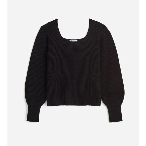 Madewell NEW Women’s Black Softwool Square Neck Pullover Sweater size XXS - Picture 1 of 7